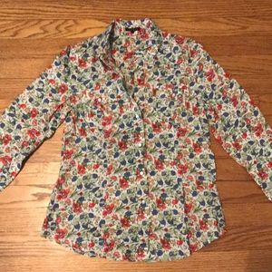 Theory Women’s 3/4 Sleeve, Floral Button-Up, SizeS